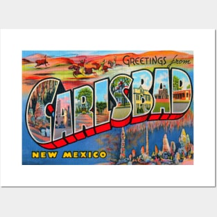 Greetings from Carlsbad New Mexico - Vintage Large Letter Postcard Posters and Art